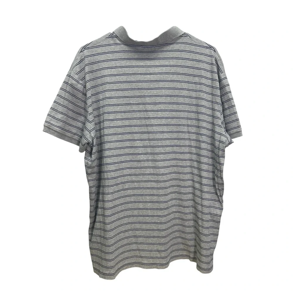 Polo Ralph Lauren Mens XXL Custom Slim Fit Striped Polo Shirt Grey Navy Blue